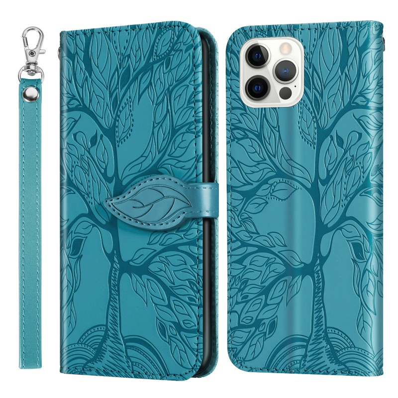 Embossed Tree of Life Card Slot Wallet Folio Case